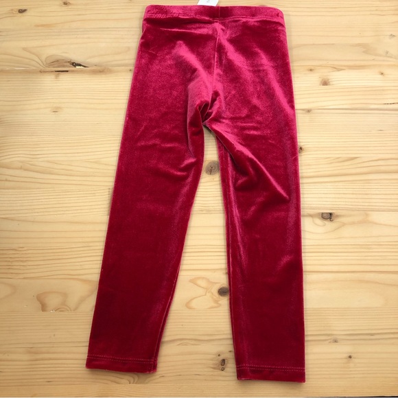 Janie and Jack Girls Toddler Baby Velvet Leggings Red Soft NEW Preppy Stretch - Picture 4 of 9